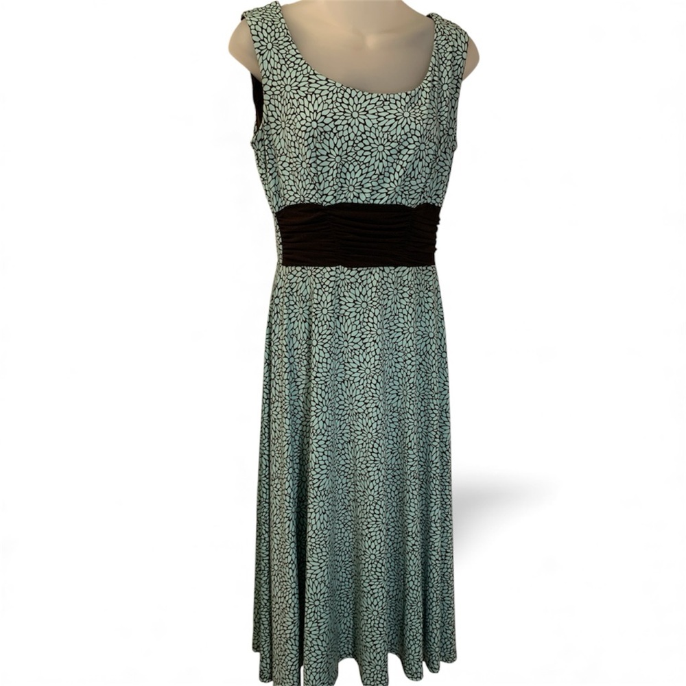 Perceptions Teal And Black Patterned Midi Dress (… - image 1